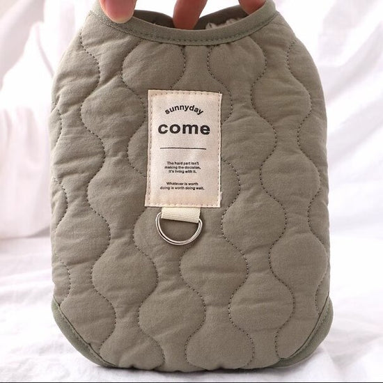 Green Winter Dog Vest for Small and Medium Breeds – Thickened Warm Quilted Coat with Soft Fleece Lining, Adjustable Fit for Dogs and Cats(Size: L)
