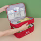 Beige Large First Aid Organizer –35×24×17cm Double-Layer Medicine Storage Case for Family & Travel Use