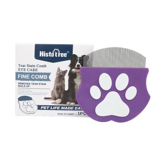 Purple Pet Grooming Comb – Fine-Toothed Flea Remover with Non-Slip Grip for Cats and Dogs
