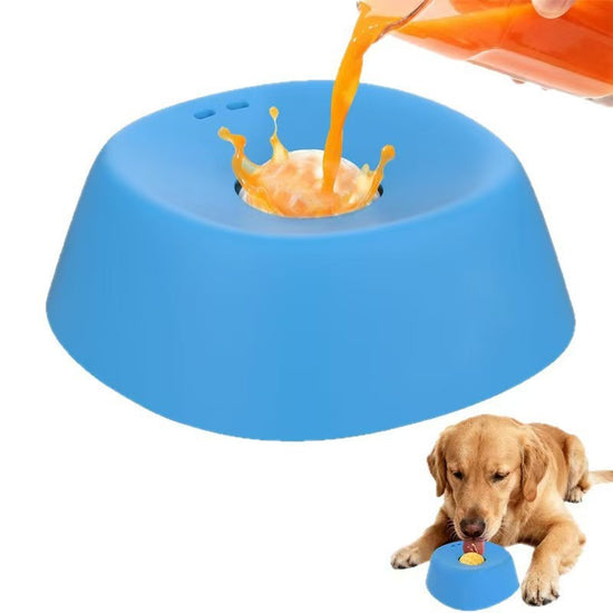 Yellow bowl with orange ball Slow Feeding Dog Bowl with Built-In Rolling Ball – Anti-Spill Pet Lick Dish for Healthy Eating Habits