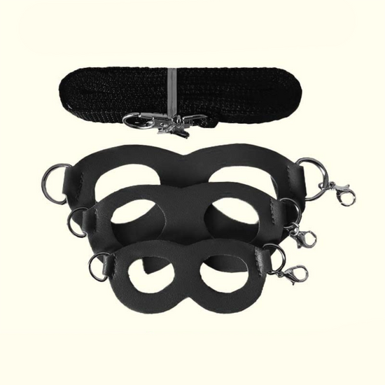 2-Pack Black Small Mammal Harness Set – 6 Pcs (S/M/L ×2) + 2×1.5m Leashes for Secure Outdoor Handling