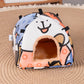 Cartoon cat Soft Shelter for Small Mammals – Hanging & Floor Use, Waterproof Surface, Easy Clean(Size: S)