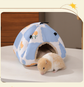 Blue and white tulips Soft Shelter for Small Mammals – Hanging & Floor Use, Waterproof Surface, Easy Clean(Size: M)