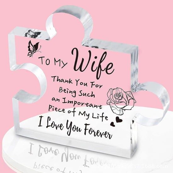 Interlocking Puzzle-Shaped Desktop Decor – 10.5cm Square Display Piece for Home or Gifting(Wife)