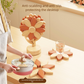 5-Piece Floral-Shaped Trivet Set with Stand – Wooden Heat Resistant Pad for Table, Dish, Pot or Cup(Walnut and beech two-tone)