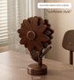 5-Piece Floral-Shaped Trivet Set with Stand – Wooden Heat Resistant Pad for Table, Dish, Pot or Cup(Walnut solid colour)