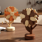 5-Piece Floral-Shaped Trivet Set with Stand – Wooden Heat Resistant Pad for Table, Dish, Pot or Cup(Walnut solid colour)