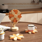 5-Piece Floral-Shaped Trivet Set with Stand – Wooden Heat Resistant Pad for Table, Dish, Pot or Cup(Solid beech)