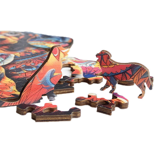 Irregular-Shaped Puzzle – A3 Size (33×43cm), 210-Piece Design, 4mm Thickness, Compact Packaging(Colourful Ceramic Cat)