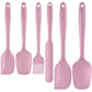 6-Piece Pink Silicone Spatula Set – Heat-Resistant, Non-Scratch Kitchen Tools with Integrated Metal Reinforcement, Dishwasher Safe, for Cooking, Mixing, and Baking