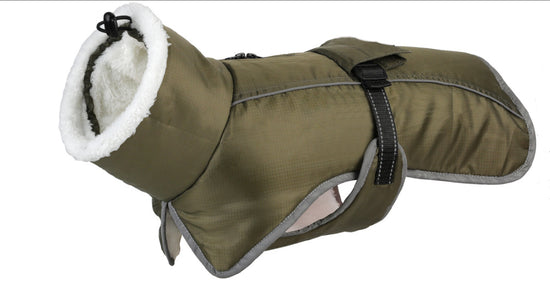 Green Dog Winter Jacket – Warm, Windproof & Waterproof Pet Coat with Fleece Lining and Reflective Strips for Cold Weather(Size: 3XL)