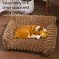 White  Plush Ribbed Pet Sofa Bed for Dogs and Cats - Thickened Milk Velvet Cushion, Large Comfy Dog Sofa(50*40*20cm)
