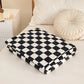 Black and white check Double-Sided Plaid Fleece Blanket – 100×150cm Machine Washable, No-Shedding Flannel Throw for Office, Air Conditioning & Nap Use