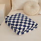 Blue and white checkered pattern Double-Sided Plaid Fleece Blanket – 100×150cm Machine Washable, No-Shedding Flannel Throw for Office, Air Conditioning & Nap Use