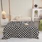 Blue and white checkered pattern Double-Sided Plaid Fleece Blanket – 100×150cm Machine Washable, No-Shedding Flannel Throw for Office, Air Conditioning & Nap Use