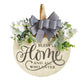 Rustic Wooden Door Hanger – "Bless This Home and All Who Enter" Round Sign with Artificial Flowers & Striped Bow for Front Door, Porch, or Entryway Decor