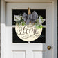 Rustic Wooden Door Hanger – "Bless This Home and All Who Enter" Round Sign with Artificial Flowers & Striped Bow for Front Door, Porch, or Entryway Decor