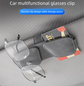 Grey Car Sun Visor Sunglasses Holder – Magnetic Dual Clip Organizer with Suede Finish, No-Drill Mounting for Glasses, Cards & Tickets