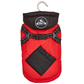 Red Thickened Winter Dog Coat with Reflective Strips – Waterproof, Windproof Pet Jacket for Small to Medium Dogs, Adjustable Fit with Detachable Leash Hook and Decorative Velcro Patch(Size: L)