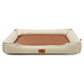 Khaki Rectangular Pet Bed with Removable Cooling Mat – Durable 600D Oxford Fabric Dog & Cat Bed, High-Rebound PP Cotton Filling, Non-Slip Base, for Medium to Large Breeds, Includes Free Cooling Pad(Size:S)
