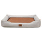Light grey Rectangular Pet Bed with Removable Cooling Mat – Durable 600D Oxford Fabric Dog & Cat Bed, High-Rebound PP Cotton Filling, Non-Slip Base, for Medium to Large Breeds, Includes Free Cooling Pad(Size:L)