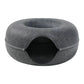 Dark grey Felt Donut Cat Bed with Zipper Tunnel Toy, Double-Layer Pet Cave for Cats, M Size (50x20cm), Cozy Hideaway for Indoor Cats