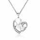 Silver MOM Heart Pendant Necklace with Rhinestones - Adjustable 47+5cm Chain, Lightweight Alloy Jewelry for Mother&