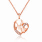 Rose gold MOM Heart Pendant Necklace with Rhinestones - Adjustable 47+5cm Chain, Lightweight Alloy Jewelry for Mother&