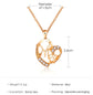 Rose gold MOM Heart Pendant Necklace with Rhinestones - Adjustable 47+5cm Chain, Lightweight Alloy Jewelry for Mother&