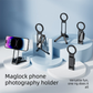 Black Portable Magnetic Phone Mount with MagLock - Multi-Functional Foldable Tripod Stand for Desktop, Travel & Vlogging, Strong Dual Magnet Design for iPhone & Android
