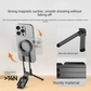 Black Portable Magnetic Phone Mount with MagLock - Multi-Functional Foldable Tripod Stand for Desktop, Travel & Vlogging, Strong Dual Magnet Design for iPhone & Android