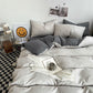 Haze gray Washed Cotton Bedding Set - Solid Color Fitted Sheet Style, 4-Piece Set for 1.5m Bed, Includes 10 Random Color Quilt Fasteners(1.5m)