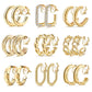 9 Pairs Geometric C-Shaped Non-Pierced Ear Clips Minimalist Hollow Electroplated Alloy Ear Cuffs Painless Fashion Accessory for Local Women