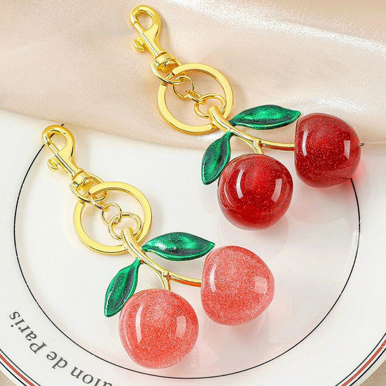 Fashionable Cherry Keychain with Fruit Pendant for Handbags and Keys Stylish Accessory Solution for Local Trendsetters(A01)