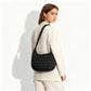 Black Ruched Cloud Shoulder Bag with Puffy Down Cotton Padded Dumpling Shape Lightweight Crossbody Handbag for Local Women Fashionable Daily Essential