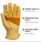 Size M Golden Yellow Top-Grain Cowhide Protective Work Gloves, Durable Wear-Resistant Labor Safety Solution for Local Industrial Professionals