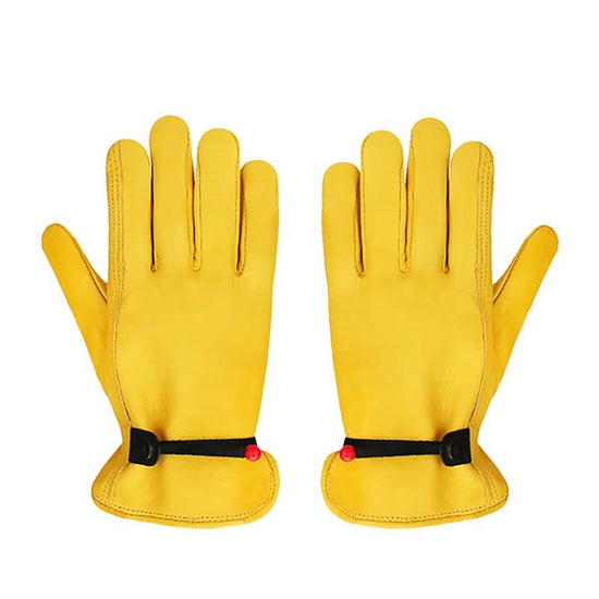 Size XXL Golden Yellow Top-Grain Cowhide Protective Work Gloves, Durable Wear-Resistant Labor Safety Solution for Local Industrial Professionals