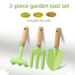 Mini Gardening Tool Set - 3-Piece Natural Wood Handle and Sturdy Metal Shovel Rake Spade - Ideal for Children, Succulent Care and DIY Indoor Potting, Compact Daily Solution for Home and Yard