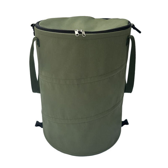 Army green Foldable Camping Trash Can with Lid - Large Capacity Heavy Duty Pop Up Rubbish Bin - Portable Storage Bag for Caravan, Picnic, Gardening and Outdoor Adventures - Space Saving Design(Size: M)