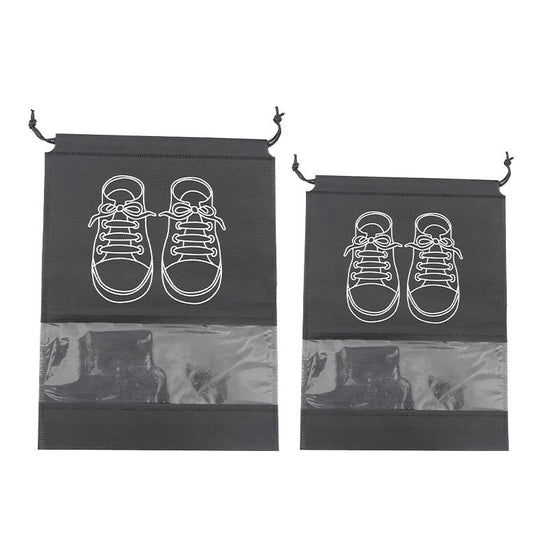 50-Pack Shoe Storage Bags - 25 Medium and 25 Large - Non-Woven Dust-Proof Travel Organiser with Transparent Window, Drawstring Closure for Business Trips, Home Wardrobe and Daily Storage