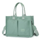Green Large Canvas Tote Bag for Women - Multi-Pocket Utility Organiser with Wide Adjustable Shoulder Strap - Trendy Crossbody and Handheld Bag for Work, Shopping and Travel - Daily Comfort Solution