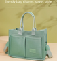 Green Large Canvas Tote Bag for Women - Multi-Pocket Utility Organiser with Wide Adjustable Shoulder Strap - Trendy Crossbody and Handheld Bag for Work, Shopping and Travel - Daily Comfort Solution
