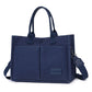 Dark blue Large Canvas Tote Bag for Women - Multi-Pocket Utility Organiser with Wide Adjustable Shoulder Strap - Trendy Crossbody and Handheld Bag for Work, Shopping and Travel - Daily Comfort Solution