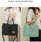 Dark blue Large Canvas Tote Bag for Women - Multi-Pocket Utility Organiser with Wide Adjustable Shoulder Strap - Trendy Crossbody and Handheld Bag for Work, Shopping and Travel - Daily Comfort Solution