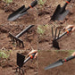 4-Piece Garden Hand Tool Set - Heavy Duty Steel with Ergonomic Non-Slip Grips - Includes Trowel, Transplanter, 5-Prong Rake and Dual-Purpose Hoe for Weeding, Planting and Shell Digging
