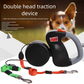 Brown Dual Retractable Dog Leash - Tangle-Free 360 Degree Rotation - Built-in LED Flashlight, Individual Brake and Lock System for Two Dogs, Safety for Night Walking and Outdoor Training