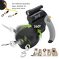 Brown Dual Retractable Dog Leash - Tangle-Free 360 Degree Rotation - Built-in LED Flashlight, Individual Brake and Lock System for Two Dogs, Safety for Night Walking and Outdoor Training