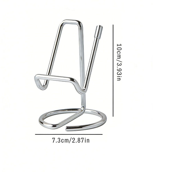 2-Pack Silver Universal Aluminum Phone Stand - Minimalist One-Piece Metal Tablet Holder - Durable Integrated Fixed Angle Desktop Bracket, Sleek Industrial Design for Home Office and Bedroom