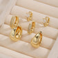 Cubic Zirconia Twisted Hoop Earring Set - 3-Piece Elegant CZ Inlay Copper Ear Buckles - Creative Sparkling Jewellery for Women, Daily Wear, Office Style or Special Occasion Gifting