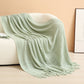 Mint green Elegant Openwork Knitted Throw Blanket with Tassels - 130x230cm Large Decorative Soft Sofa Blanket for Living Room & Bedroom - Breathable Cozy Cover for Travel & Office Nap